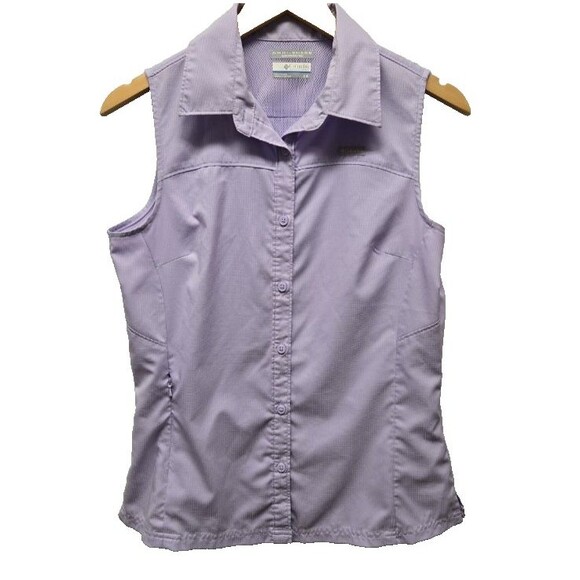 Columbia Omni Shade Sleeveless Button Front Top Womens sz Small Purple EUC Shirt - Picture 1 of 8
